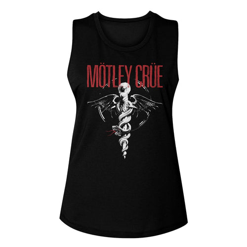 Mötley Crüe Ladies Muscle Tank - Red Logo BW