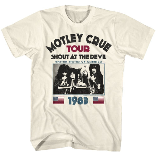 Natural Mötley Crüe t-shirt featuring Mötley Crüe Shout At The Devil 1983 design