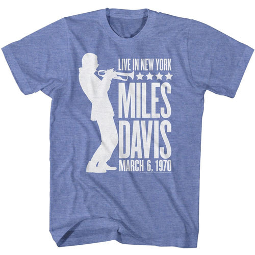 Light blue Miles Davis t-shirt featuring Miles Davis Silhouette design