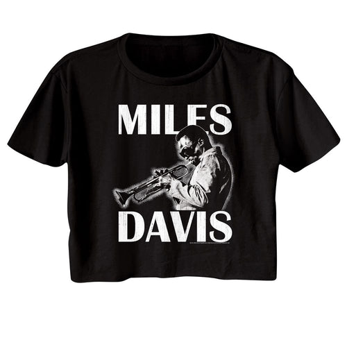 Miles Davis Ladies Crop Top - Playing The Trumpet