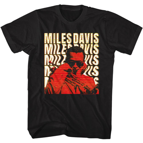 Black Miles Davis t-shirt featuring Miles Davis Warped Text design