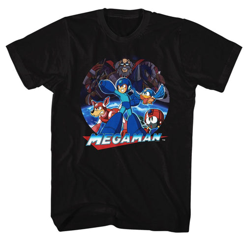 Black Mega Man t-shirt featuring Mega Man Collage design