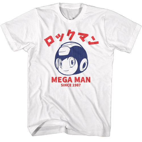 White Mega Man t-shirt featuring Mega Man Since 1987 design