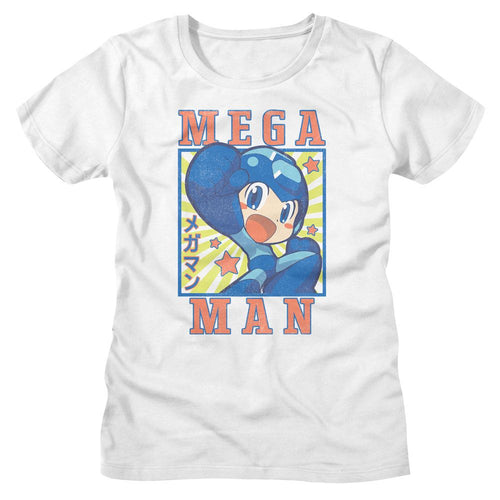 Mega Man Ladies T-Shirt - Square And Stars