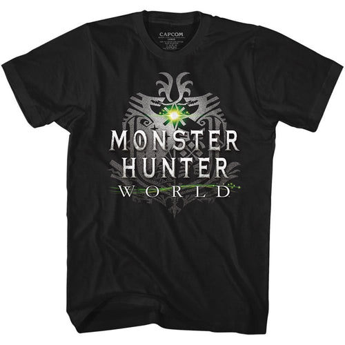 Black Monster Hunter t-shirt featuring Monster Hunter World Logo design