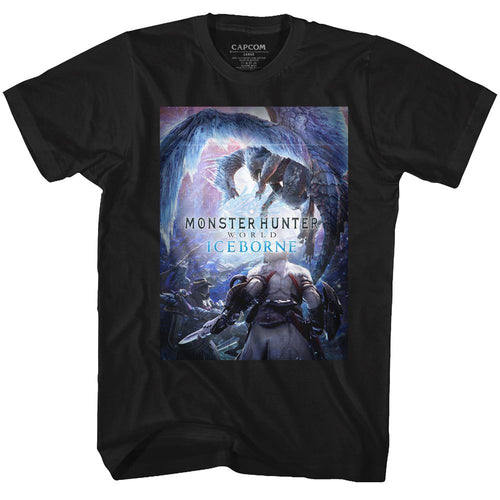 Black Monster Hunter t-shirt featuring Monster Hunter Iceborne Key Art design
