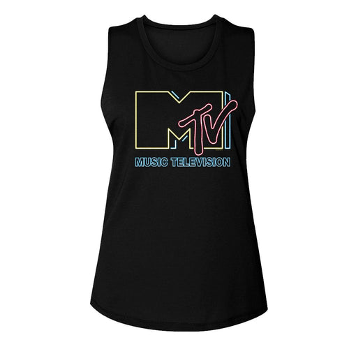 MTV Ladies Muscle Tank - Neon Sign Logo