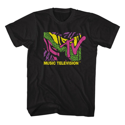 Leopard and Zebra Logo MTV t-shirt in black