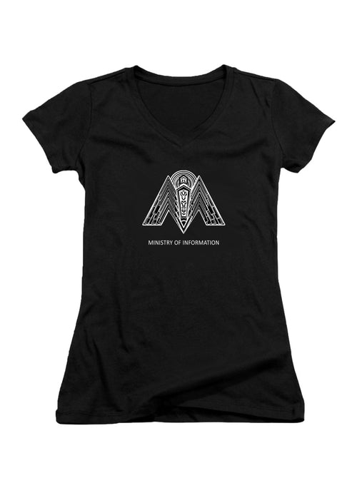 Black Ministry of Information Juniors V-Neck T-Shirt