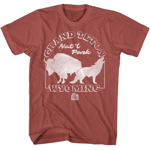 Terracotta National Parks t-shirt featuring a Grand Teton design