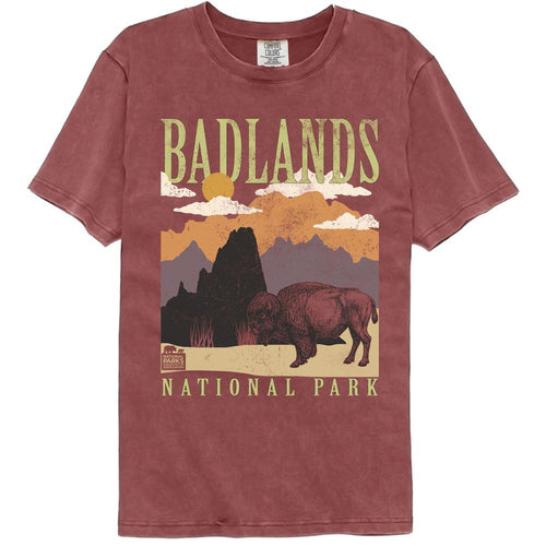 National Parks Comfort Colors T-Shirt - Badlands Minimalist Landscape
