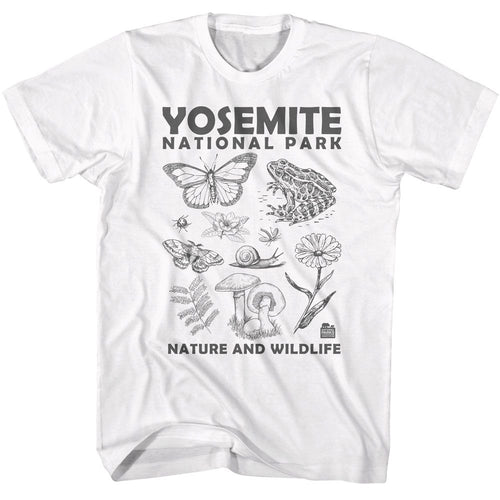 White National Parks t-shirt featuring a Yosemite nature and wildlife design