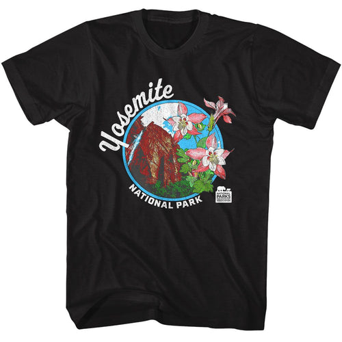 Black National Parks t-shirt featuring a YNP Columbine design