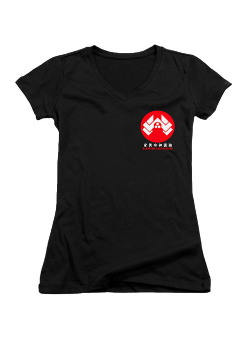Black Nakatomi Corporation Left Pocket Juniors V-Neck T-Shirt