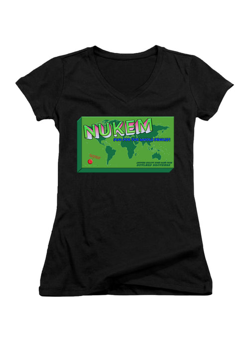 Black Nukem the Board Game Juniors V-Neck T-Shirt