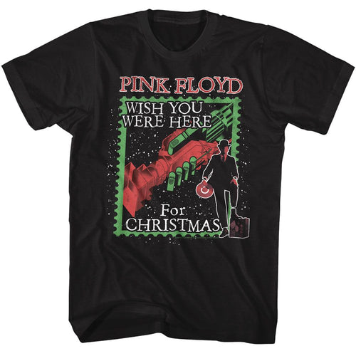 Black Pink Floyd t-shirt featuring a Pink Floyd for Christmas design