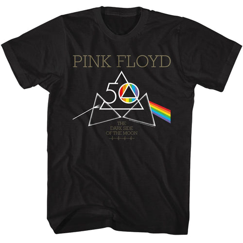 Black Pink Floyd t-shirt featuring a 50th Triangles design