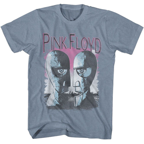 Indigo Heather Pink Floyd t-shirt featuring a Division Bell Heads design