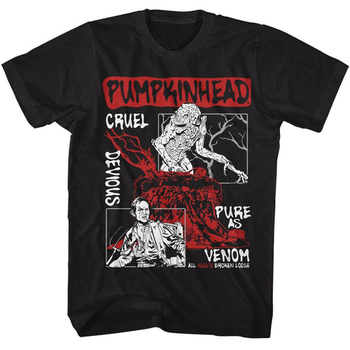 Black Pumpkinhead t-shirt featuring a Pumpkinhead panels design