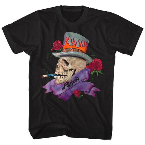 Black Poison t-shirt featuring a Smokin' Skull design