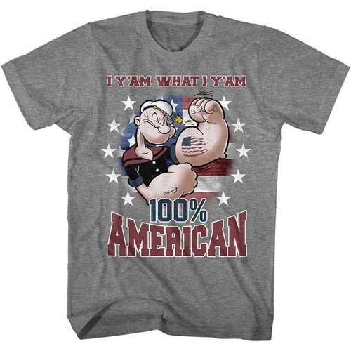 Graphite Heather Popeye t-shirt featuring a Yam American design