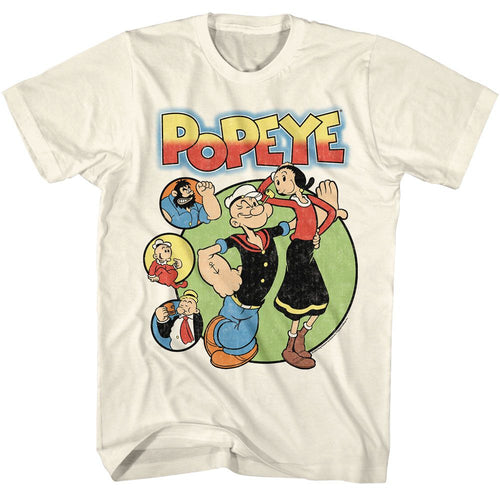 Natural Popeye t-shirt featuring a Popeye Circles design