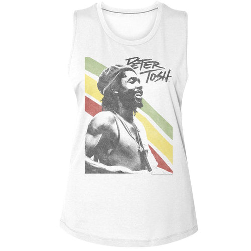 Peter Tosh Ladies Muscle Tank - Rasta Stripes
