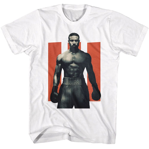 White Rocky t-shirt featuring a Rocky Rocky Creed and Iii design