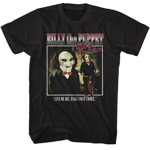 Black Saw t-shirt featuring a Saw II design