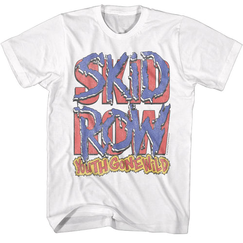 White Skid Row t-shirt featuring a Logo and Youth Gone Wild design