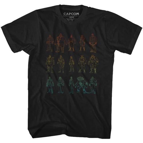 Black Street Fighter t-shirt featuring a Street Fighter Outlines design