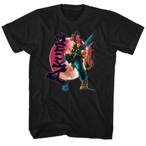 Black Street Fighter t-shirt featuring an Akuma design