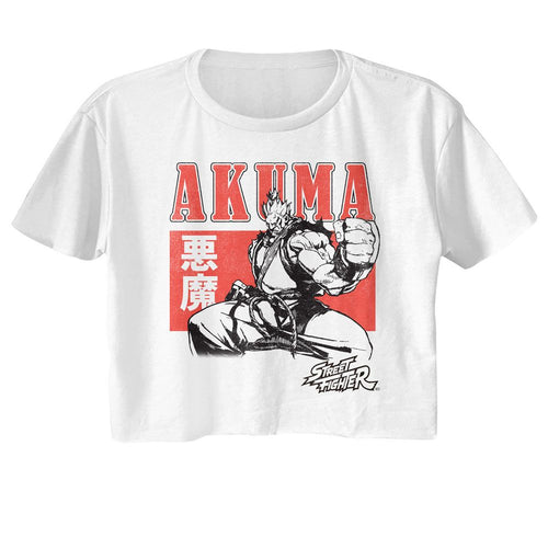 Street Fighter Ladies Crop Top - Street Fighter Akuma Character Block