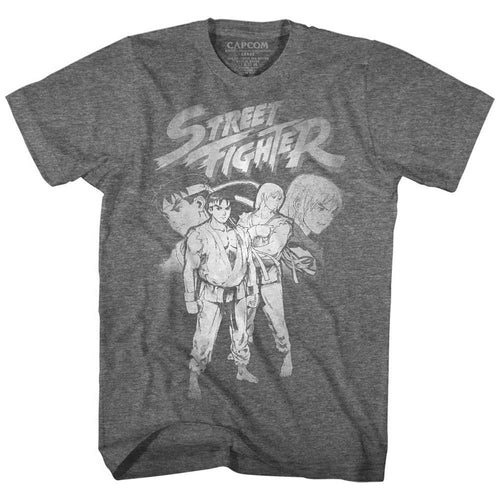 Graphite Heather Street Fighter t-shirt featuring a Street Fighter Sf Alpha 3 Ryu-Ken design
