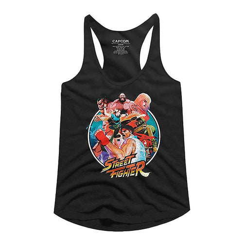 Street Fighter Ladies Racerback - Group Circle