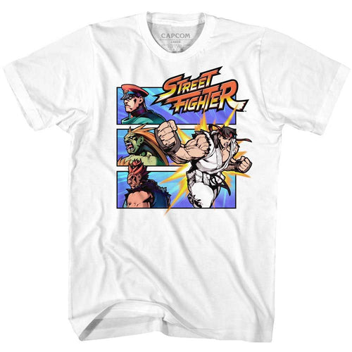 White Street Fighter t-shirt featuring a Street Fighter Fight a Guy design