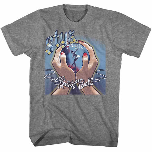Graphite Heather Styx t-shirt featuring a Styx Bright Ball design