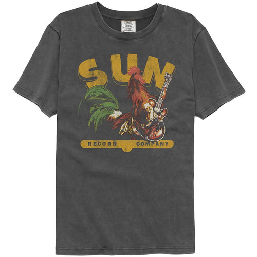 Sun Records Washed Black T-Shirt - Rooster with Guitar