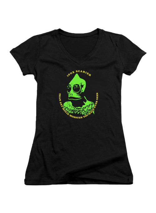 Black Sleestak 100% Scarier Juniors V-Neck T-Shirt