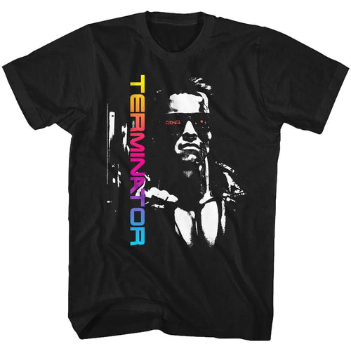 Black The Terminator t-shirt featuring a Terminator Neon Terminator design