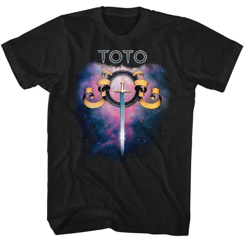 Black Toto t-shirt featuring a Galaxy design