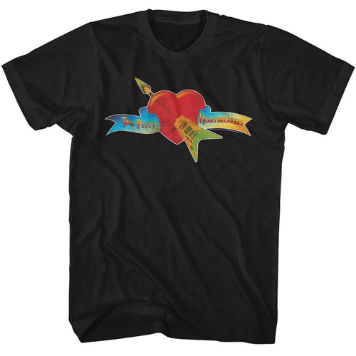 Black Tom Petty t-shirt featuring a Heart and Banner design
