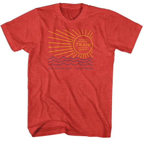 Red Heather Train t-shirt featuring a Sunshine design