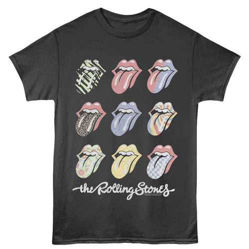 Smoke Gray Rolling Stones t-shirt featuring a Multi Color Tongues design
