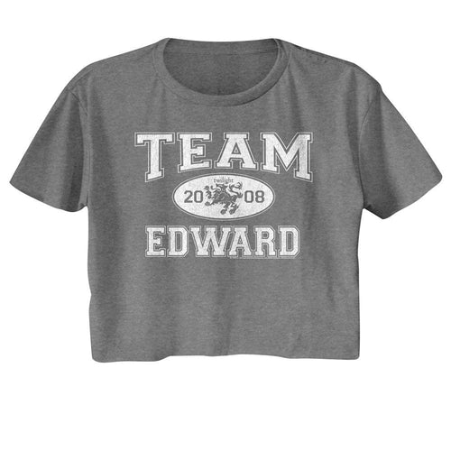 Twilight Ladies Crop Top - Team Edward Graphite Heather