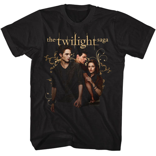 Black Twilight t-shirt featuring an Edward Jacob Bella design