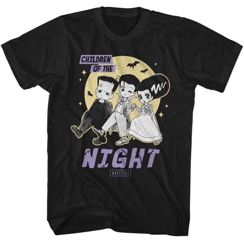 Black Universal Monsters t-shirt featuring a Children of the Night design