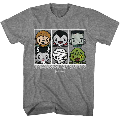 Graphite Heather Universal Monsters t-shirt featuring a Squares design