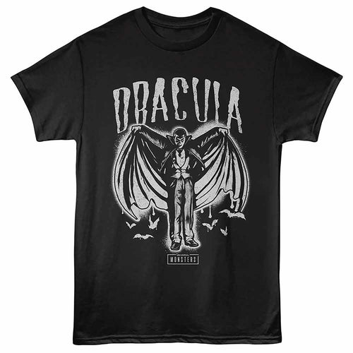 Black Universal Monsters t-shirt featuring a Dracula Spray Paint design