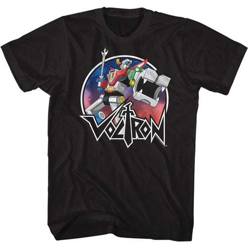 Black Voltron t-shirt featuring a Circle Robot Sketch design